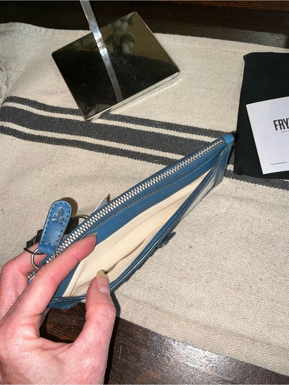 NWT Frye Melissa Leather Snap Card Wallet Ink Blue Retail $98 - Picture 10 of 11